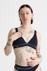 Lacoste Geripptes Bralette - Navy S Damen