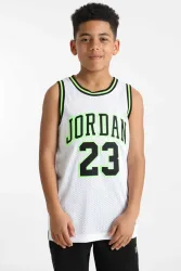 Jordan Mesh Tanktop - White + Electric Green S Kids