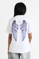 Miss Tee Angels Club Oversize T-Shirt - White S Damen