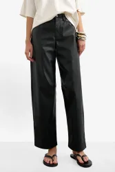 TOPSHOP TSTALLA Barrel Fit Kunstlederhose - Black 40 Damen