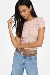 Only ONLFAITH Spitzen T-Shirt - Sepia Rose S Damen