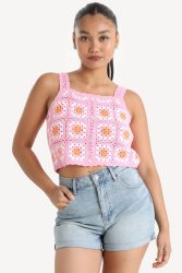Only ONLAMARI Häkel Crop Top - Camellia Rose L Damen