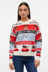 Vero Moda Holly Jolly Flakes Weihnachtsstrickpullover - Birch XS Damen
