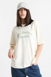 New Balance Linear Heritage Oversize T-Shirt - Permafrost S Damen