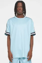 Urban Classics Stripes Oversize T-Shirt - Oceanblue + Black + White L Herren