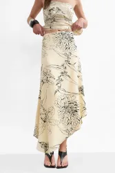 TOPSHOP TSMANI Satin Maxirock - Snow White 38 Damen
