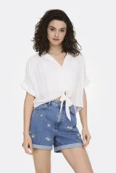 Only Paula Bluse aus Seersucker - White M Damen
