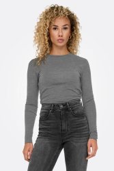 Only Sia Langarmshirt - Medium Grey Melange XS Damen