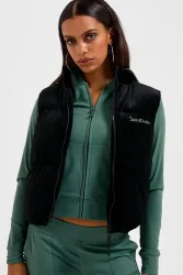 Juicy Couture Samt Puffer Gilet - Black S Damen