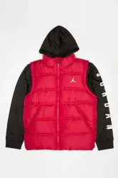 Jordan Air 2 Fer Puffergilet mit Ärmel - Gym Red + Black L Kids
