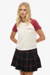 Superdry T-Shirt - Bone Offwhite + Bordeaux Red L Damen