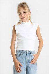 Only KOGLINEA geripptes Crop Top - Bright White 158-164 Kids
