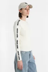 DKNY Gerippter Feinstrickpullover - Eggnog S Damen