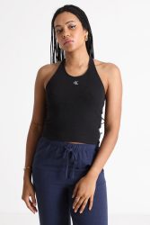 Calvin Klein Jeans Strukturiertes Neckholder Crop Top - Black XS Damen