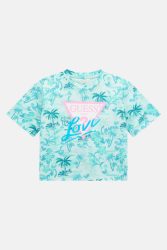 Guess Crop T-Shirt - Palms On Blue 10 Kids