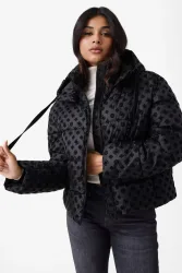 Guess Crop Puffer Bomberjacke - Jet Black XS Damen