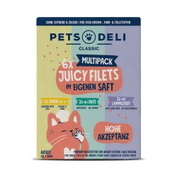 Juicy Filets Multipack Huhn mit Ei, Ente, Huhn mit Lammleber - 6x70g