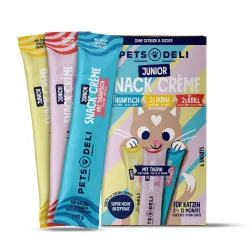 Snack Junior Creme Snack Mixpaket Huhn, Thunfisch, Krill für Katzen - 6 x 15g / Einzelpackung