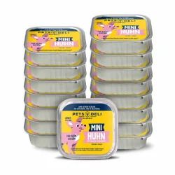 Nassfutter Mini Huhn mit Quinoa, Brokkoli, Himbeere und Rucola für Hunde - 16x100g
