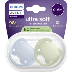 Philips Avent Schnuller Ultra Soft 0-6 Monate hellblau/grün/beige/rosa 2 Stk