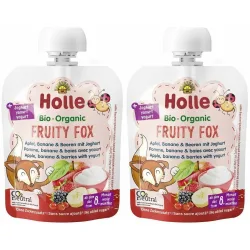 Holle Pouchy Fruity Fox Erdbeer Banane und Apfel mit Joghurt Btl 100 g