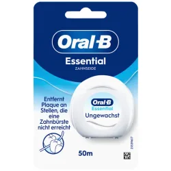 Oral-B - ssentialfloss Zahnseide Ungewachst, Essentialfloss ungewachst, 50m
