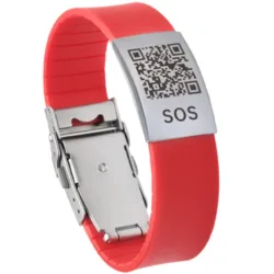 DynaTag SOS-Notfallarmband mit QR-Code aus Silikon, rot (1 Stk)