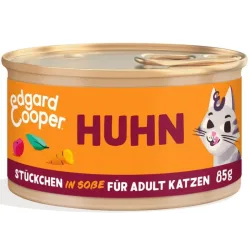 Edgard & Cooper Adult Huhn mit Cranberrys in Sauce, Nassfutter für Katzen (18x85g)