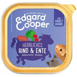 Edgard & Cooper Adult Rind & Ente mit Süsskartoffel, Nassfutter für Hunde (11x150g)