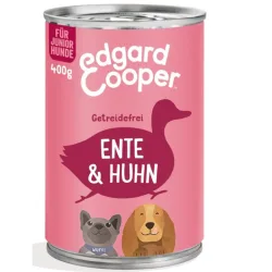 Edgard & Cooper Junior, Ente & Huhn mit Banane, Nassfutter für Hunde (6x400g)