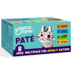 Edgard & Cooper Multipack Paté Adult, 4 Sorten, Nassfutter für Katzen (8x85g)