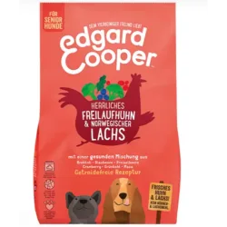 Edgard & Cooper Senior Frisches Freilaufhuhn & norwegischer Lachs mit Brokkoli, Trockenfutter für Hunde (2.5kg)