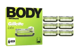 Gillette - Labs Body & Intimate 6 Ersatzklingen für Körper und Intimbereich, 6 Stück