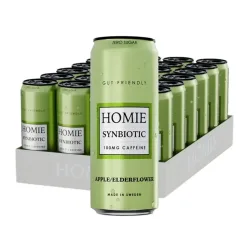 HOMIE Wake Up Synbiotic Energy Drink Apple & Elderflower (24x330ml)