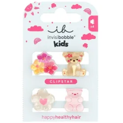 Invisibobble Haarklammer Kids Clipstar Bearly Bloomed (4 Stk)