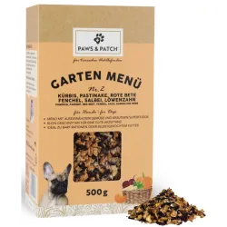 Paws & Patch Garten Menü 2 - Kürbis, Pastinake, Rote Bete, Fenchel, Salbei, Löwenzahn - Hundefutter (500g)