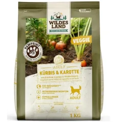 Wildes Land Paw Print Adult Veggie, Kürbis & Karotte mit frischem Gemüse & Wildkräutern - Trockenfutter für Hunde (1kg)