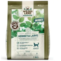 Wildes Land Paw Print Adult Insect, Hermetia Larve mit Kartoffeln, Erbsen und Wildkräutern - Trockenfutter für Hunde (1kg)