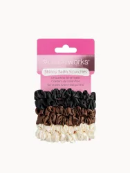 Brushworks Skinny Satin Scrunchies Box 6 Stk