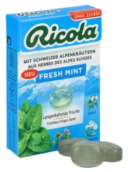 Ricola, Ricola Kräuterbonbons Fresh Mint ohne Zucker mit Stevia Box 50 g