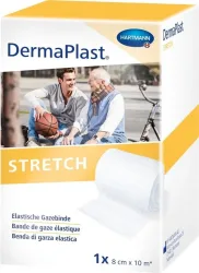 DermaPlast Stretch Gazebinde 8cmx10m weiss (1 Stk)
