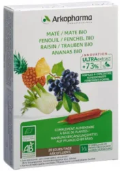 ARKOFLUIDE Ananas-Mate-Fenchel-Trauben Bio Trinkampullen (20 Stk)