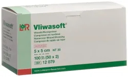 Vliwasoft Vliesstoffkompresse 5x5cm, 6-lagig (50 x 2 Stk)