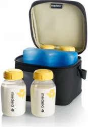 medela Kühltasche mit 4 Milchflaschen (1 Kühlelement)