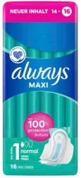 Always - Maxi Normal Binden Mit Flügeln (Grösse 1), Maxi Normal mit Flügeln, 16STK