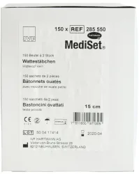 MediSet Wattestäbchen Wattenkopf klein (150x2 Stk)