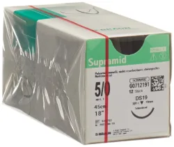 Supramid 45cm DS 19 5-0, schwarz (12 Stk)