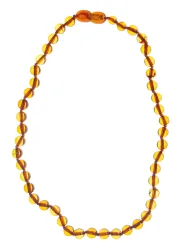 SELENAS Baby Bernsteinkette Kugeln cognac abgerundet, 32-34cm (1 Stk)