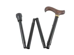 GASTROCK Faltstock 85-95cm, 4-teilig, Alu, schwarz, Derby (1 Stk)