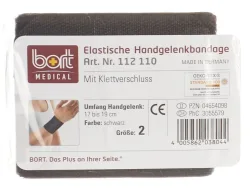 Bort Handgelenkbandage Velcro, 8cm, Grösse 2, 17-19cm, schwarz (1 Stk)